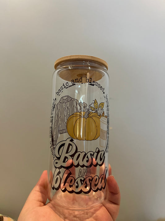 Basic and Blessed Glass Can (20oz)