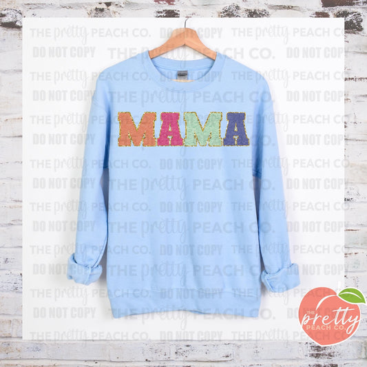 “Mama” Faux Chenille Patch Sweatshirt